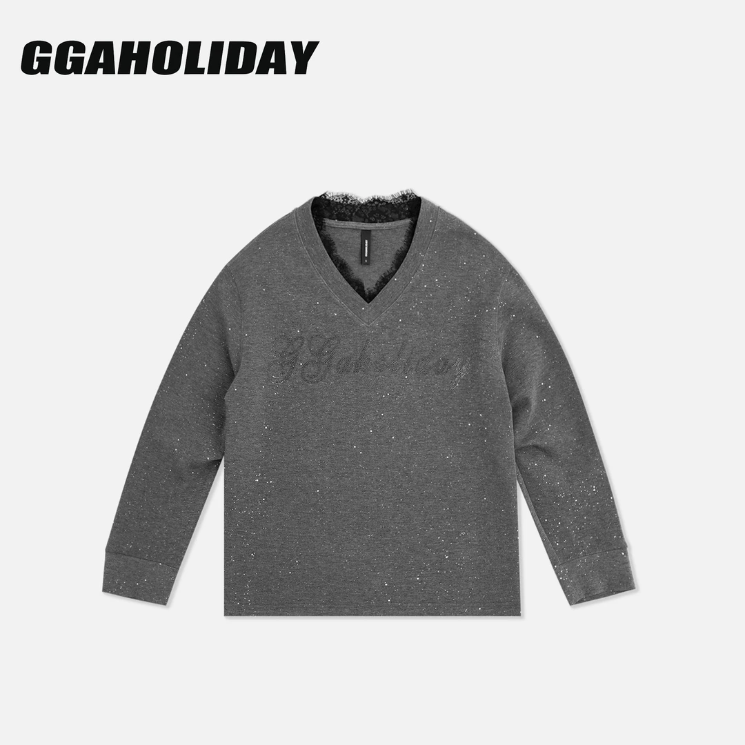 【上新】GGAHOLIDAY秋季套头衫休闲舒适长袖简约宽松V领卫衣-153182