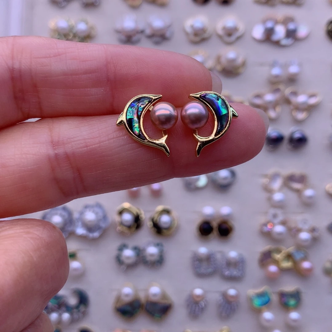 合金淡水珍珠耳饰