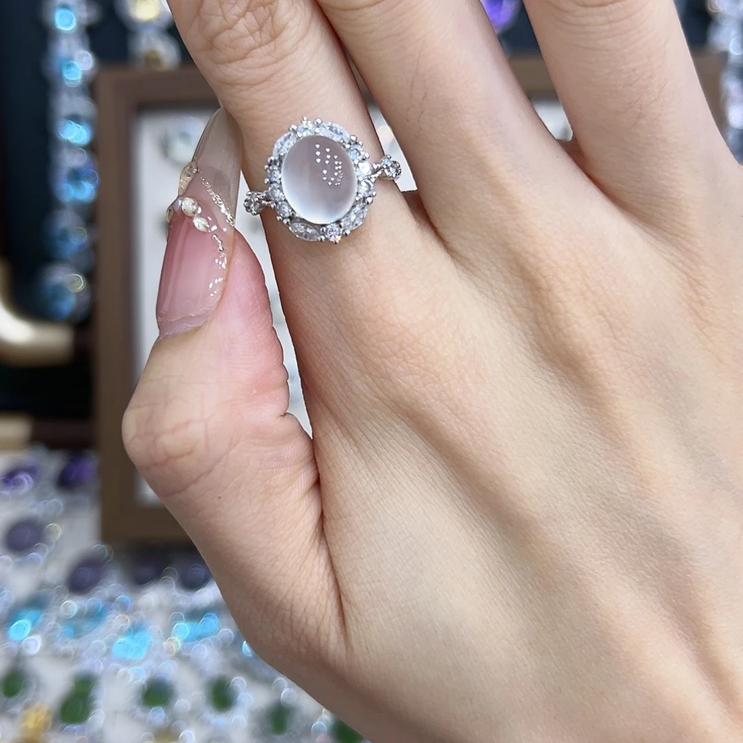 岫玉银S925镶嵌戒指