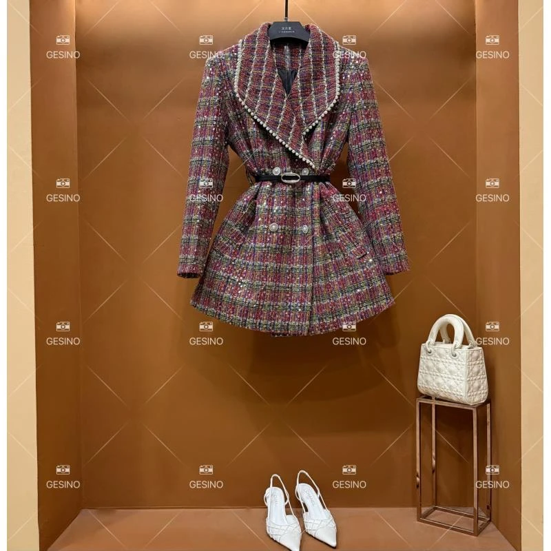 【关关】秋冬气质小香风时尚设计师中长款外套轻奢女士QD-2025062