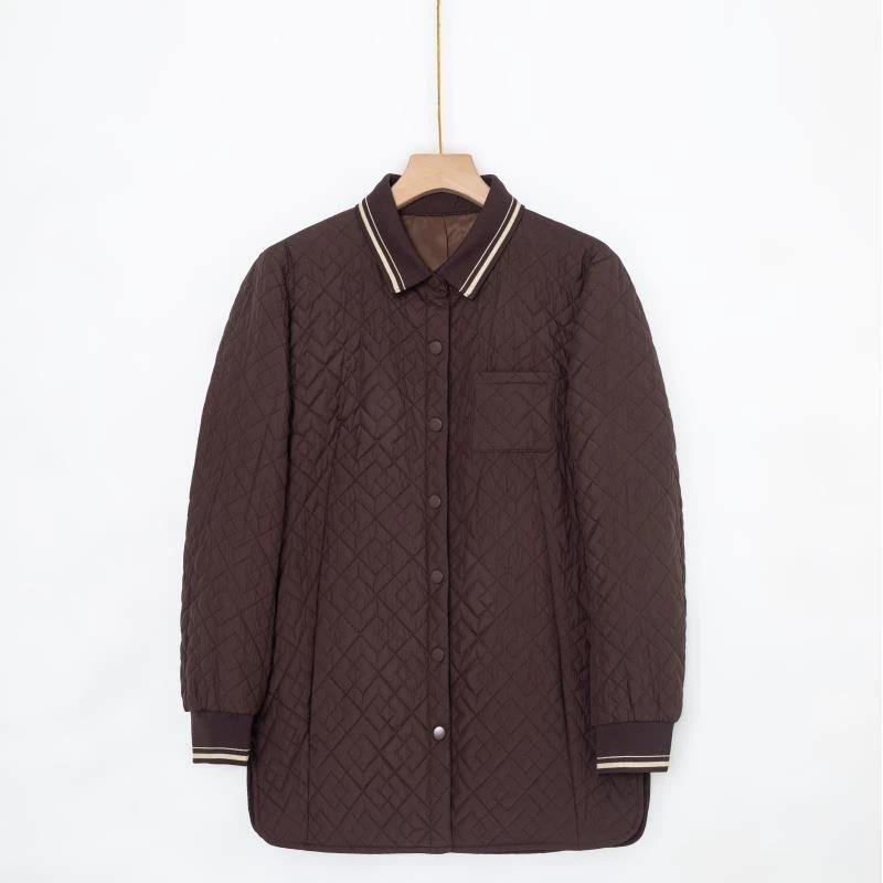 ///玛瑞施专柜棉服2024年秋冬新款菱格翻领棉服长款外套DQ3003