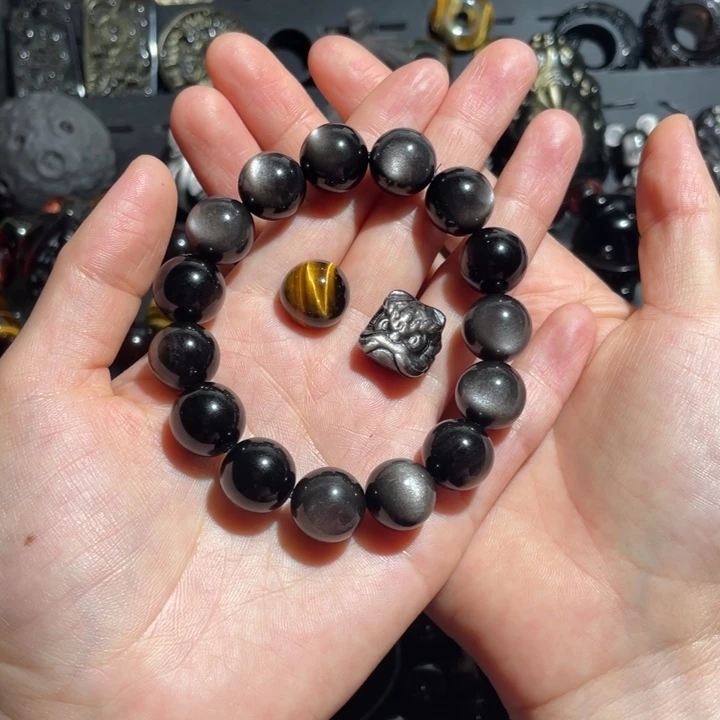 陈***一黑曜岩未镶嵌手串