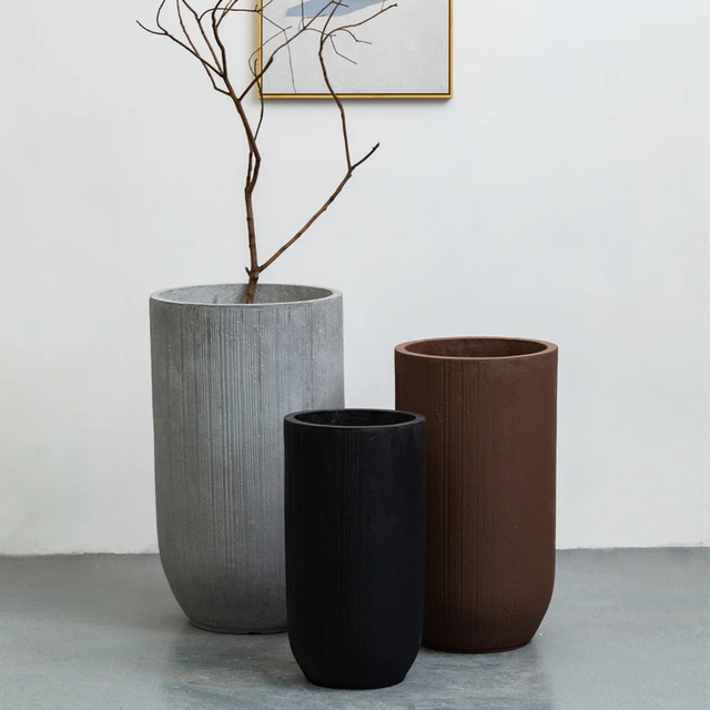 北欧落地高筒创意绿萝水泥花盆大号特大户外花室内园庭院园林景观