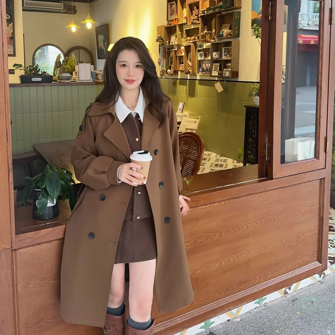 风衣外套女款新款夹棉小个子韩版气质大衣8588