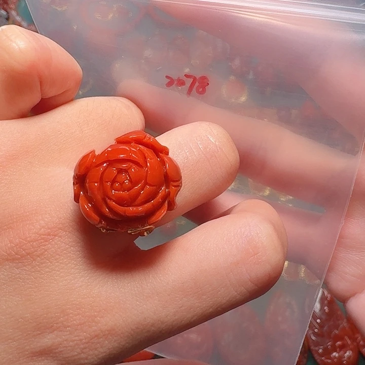 南红玛瑙银S925镶嵌戒指