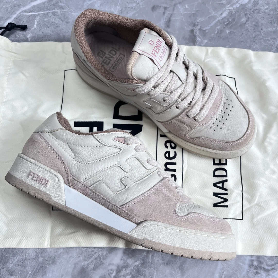 99新 FENDI/芬迪 38码！芬迪match低帮板鞋粉红色女鞋女款运动潮流