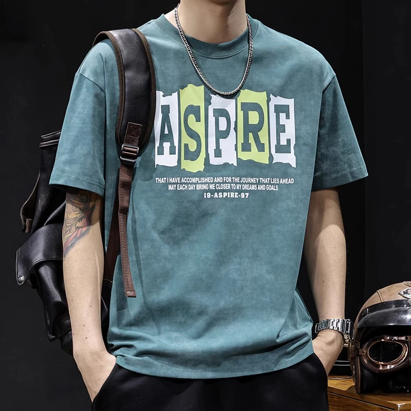 U&PURA美式印花短袖t恤男款夏季新款扎百搭舒适简约潮流百搭T恤