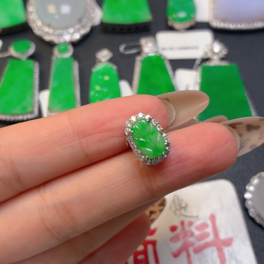 翡翠银S925镶嵌吊坠(不含链)