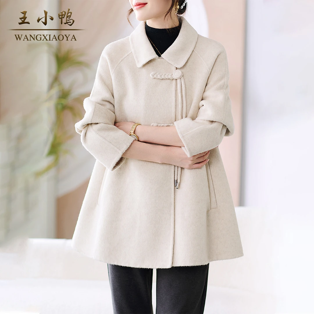 王小鸭洋气妈妈冬装外套2025冬季新款高贵夫人羊毛双面呢大衣女装