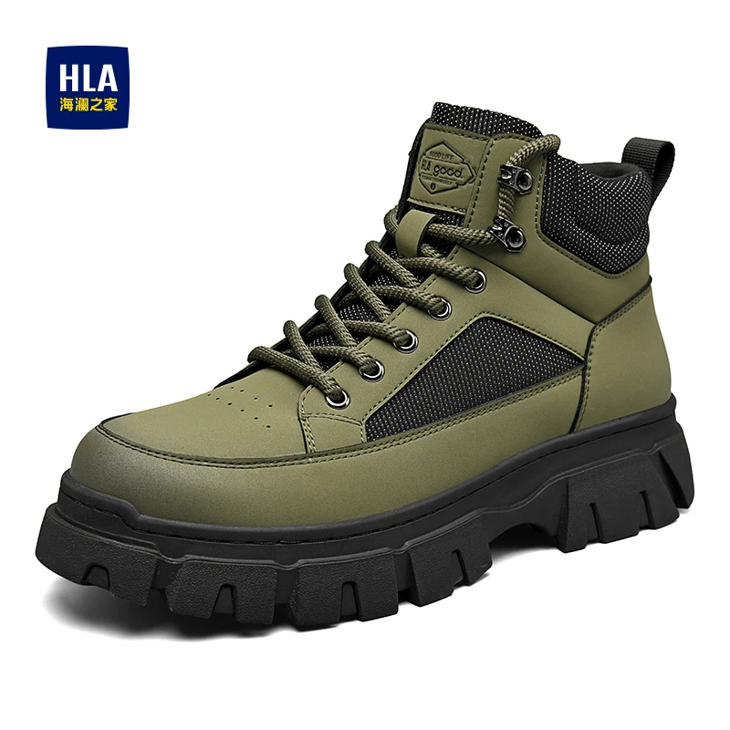 HLA/海澜之家马丁靴男款2025秋冬新款户外潮流工装靴高帮男鞋防滑