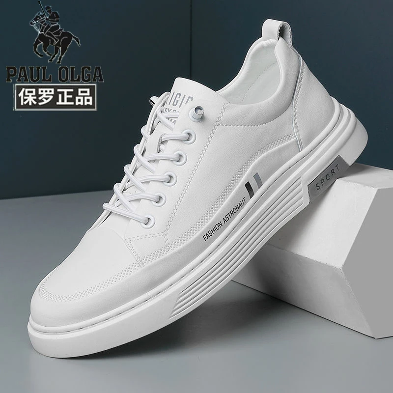 保罗男鞋2025夏季新款透气防臭帆布板鞋轻便百搭厚底休闲运动潮鞋