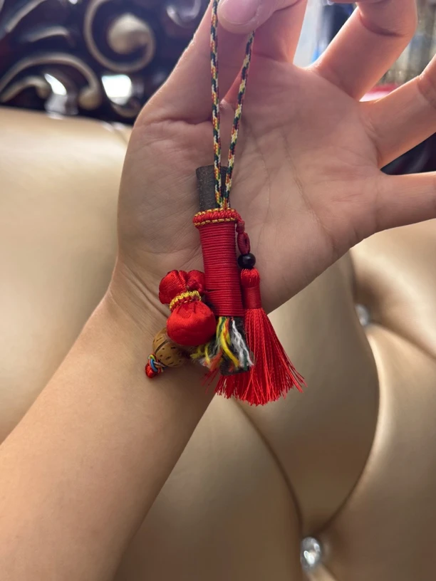 防惊吓辟邪五色线七厘桃木枝朱砂钱袋子桃核葫芦流苏挂件