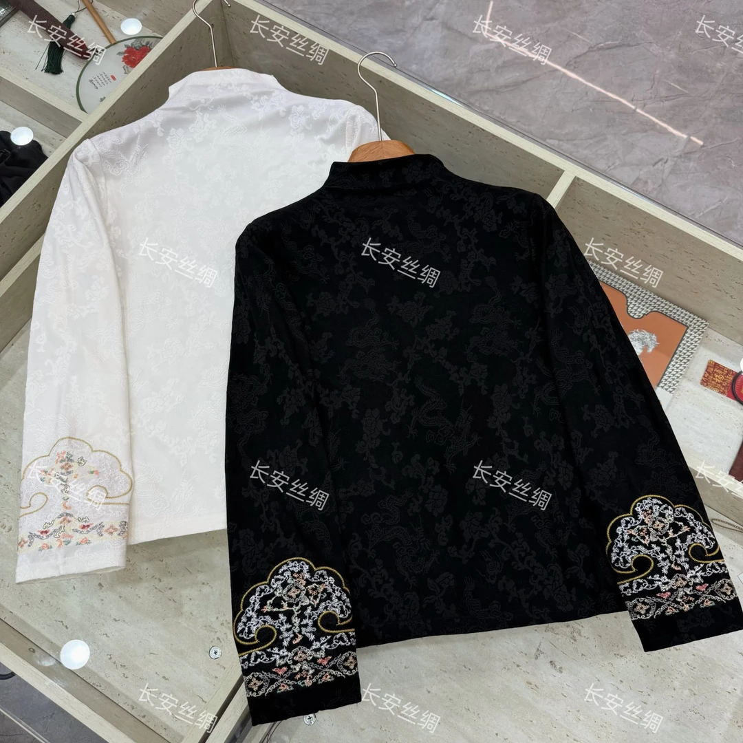 【长安】新中式国风复古文艺气质刺绣高定打底衫