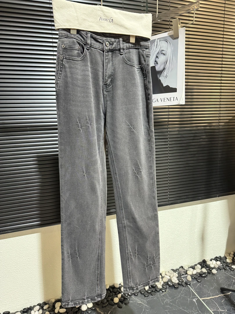 B001深圳小众设计师2024秋冬复古水洗休闲直筒牛仔裤显瘦