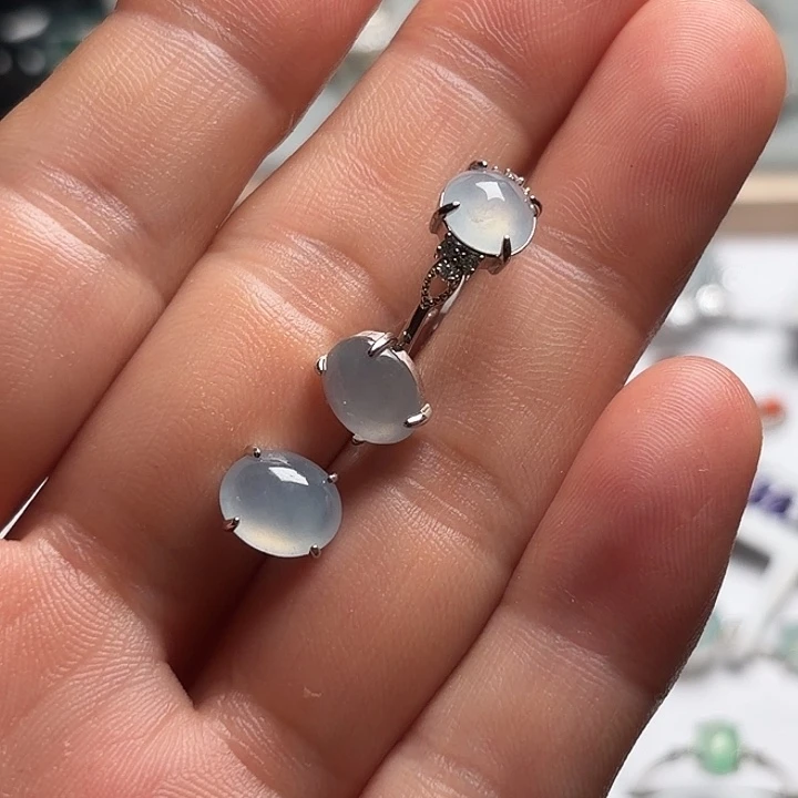 翡翠钛钢戒指耳钉一对戒指