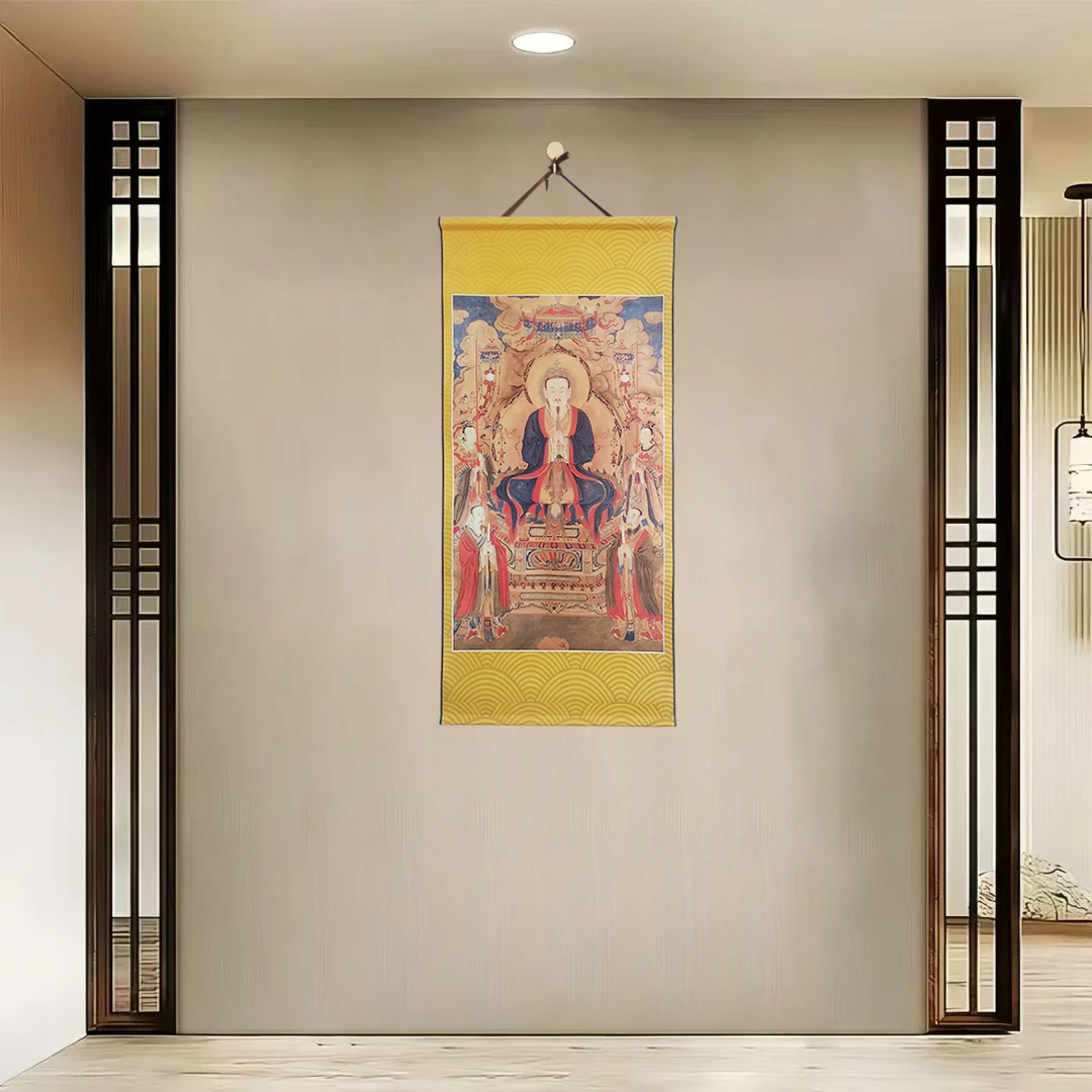 {40-311元始天尊}}净尺寸40x85cm现代简约挂轴装饰画
