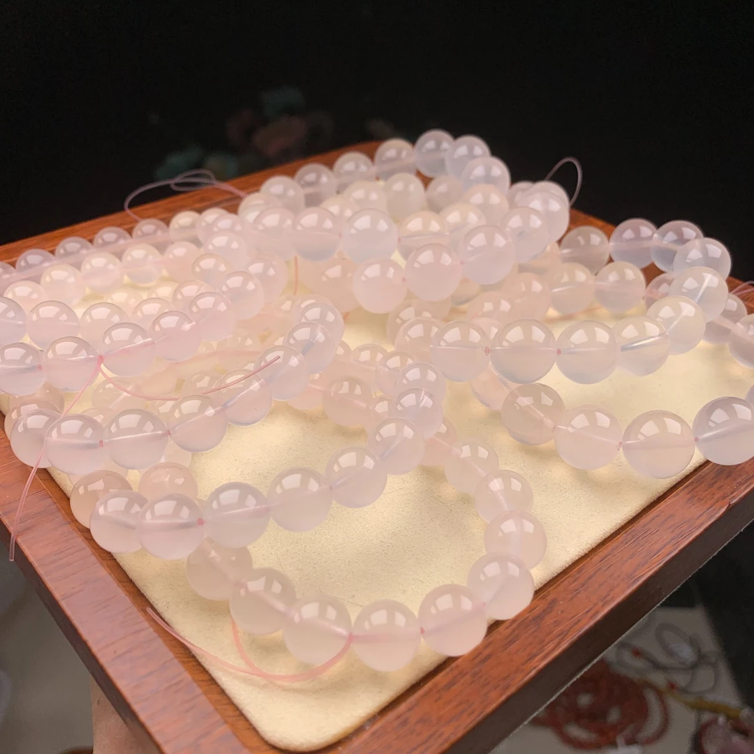 天然果冻星光粉水晶手串 浅粉粉幽灵多样性发一