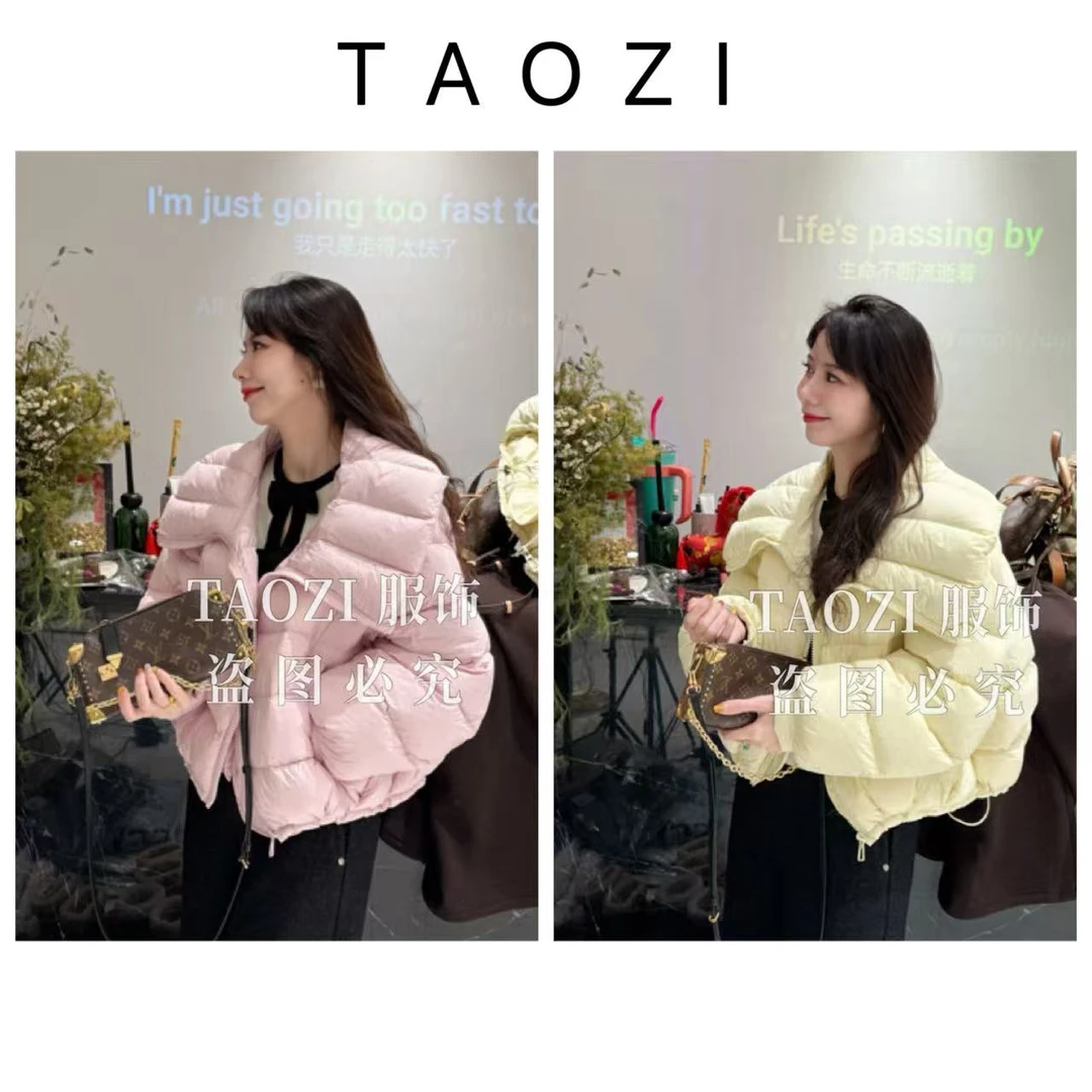 桃子自制 02233【花朵排骨】90白鸭绒/冬季新款气质时尚宽松羽绒服