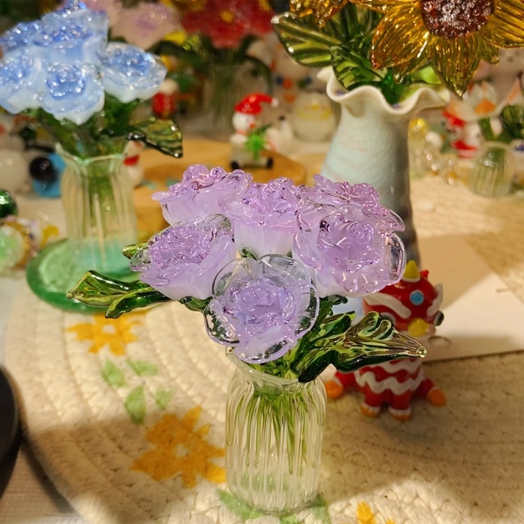 手工艺品琉璃紫色玫瑰