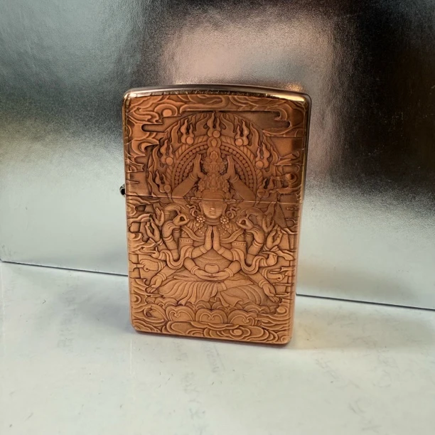 Zippo打火机纯紫铜妖月观音