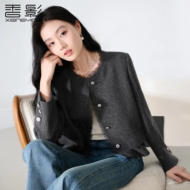 【小余专属】F85A564短外套香影蕾丝香风短外套女秋季新款含羊毛
