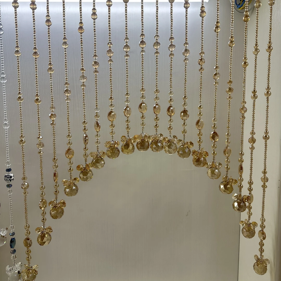 全香槟 简约时尚水晶隔断帘过道帘