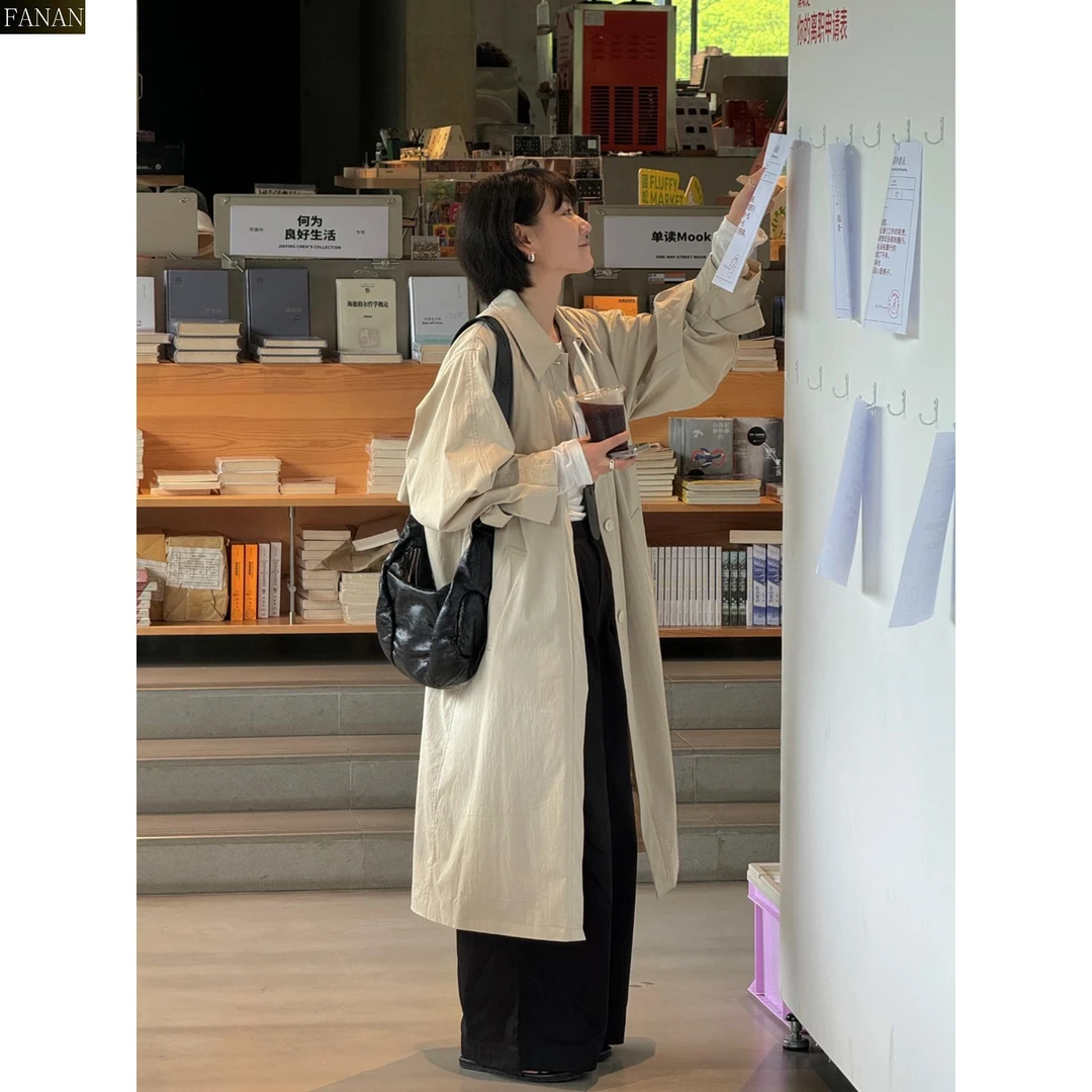 繁安韩系高级感风衣外套女2025秋季新款中长款卡其色小个子巨好看