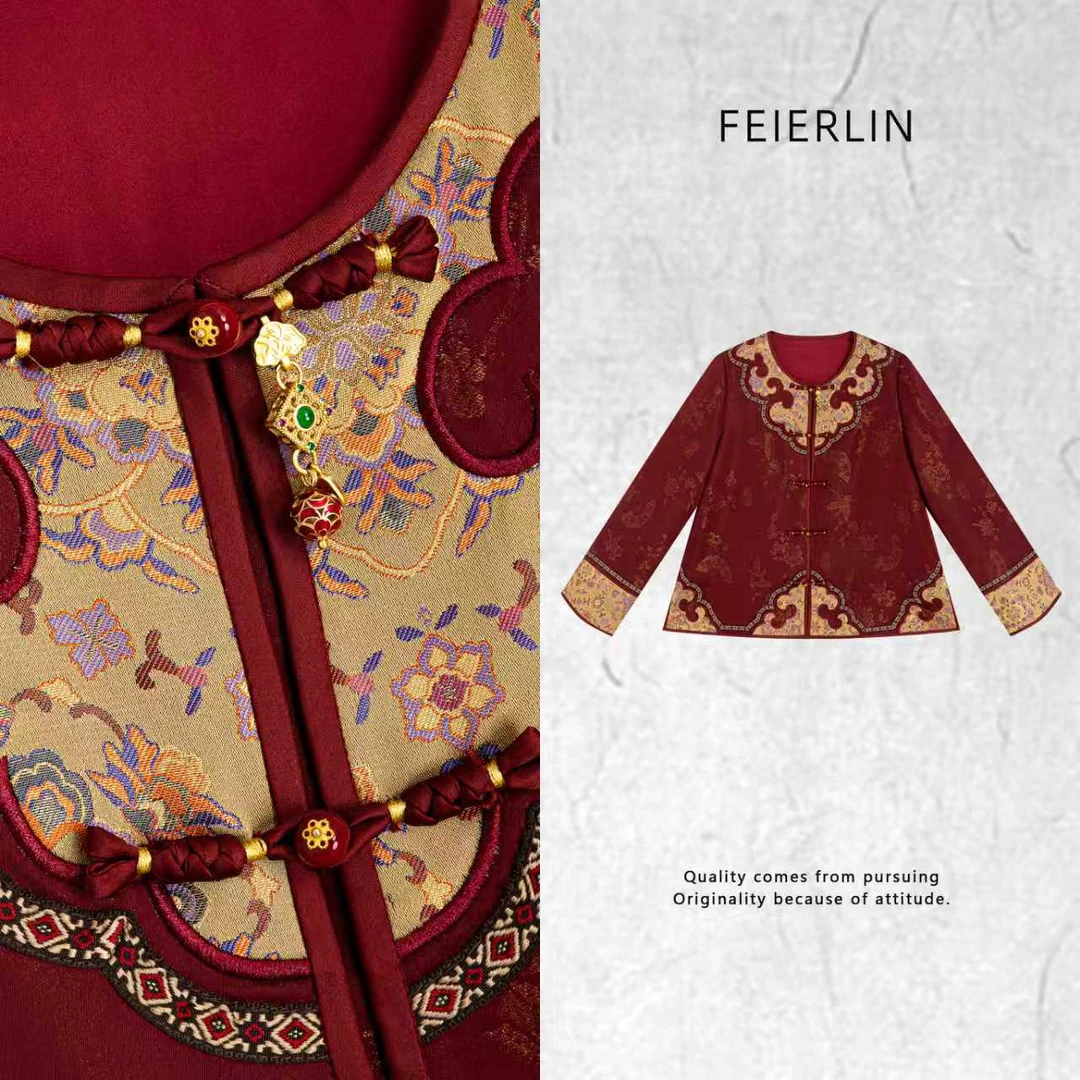 FEIERLIN- 深圳原创新中式国风女装桑蚕丝25ss秋冬外套50761