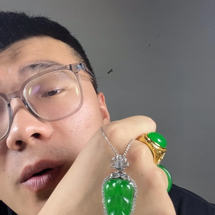 未镶嵌颈饰翡翠高端时尚豪镶叶子吊坠