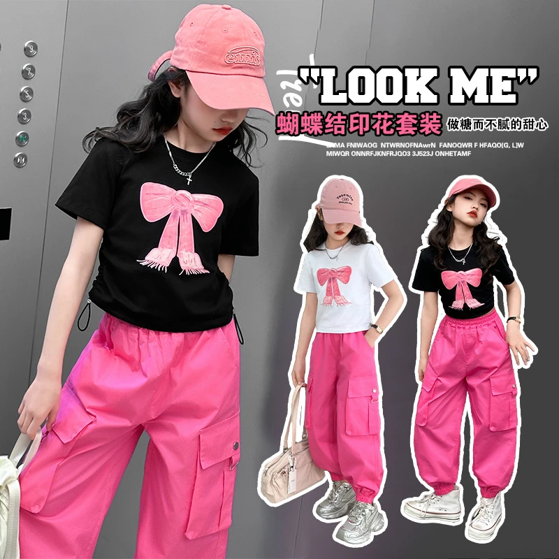 儿童装2025新款女童女孩印花网红宝宝春季运动运动套装休闲套装