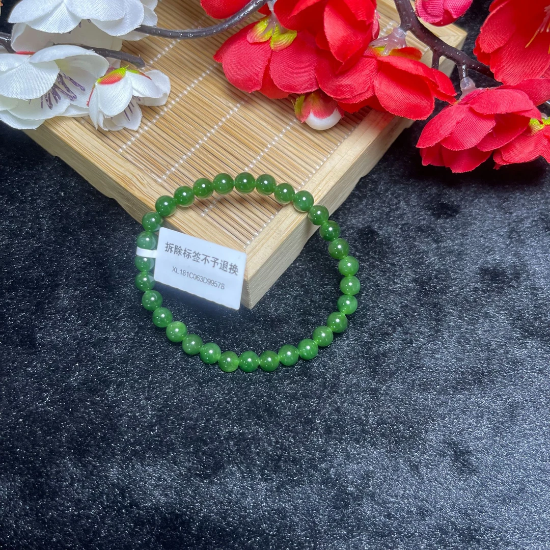 【九哥珠宝XL181-3】俄罗斯碧玉老菠菜绿6MM手串 多样性发一件
