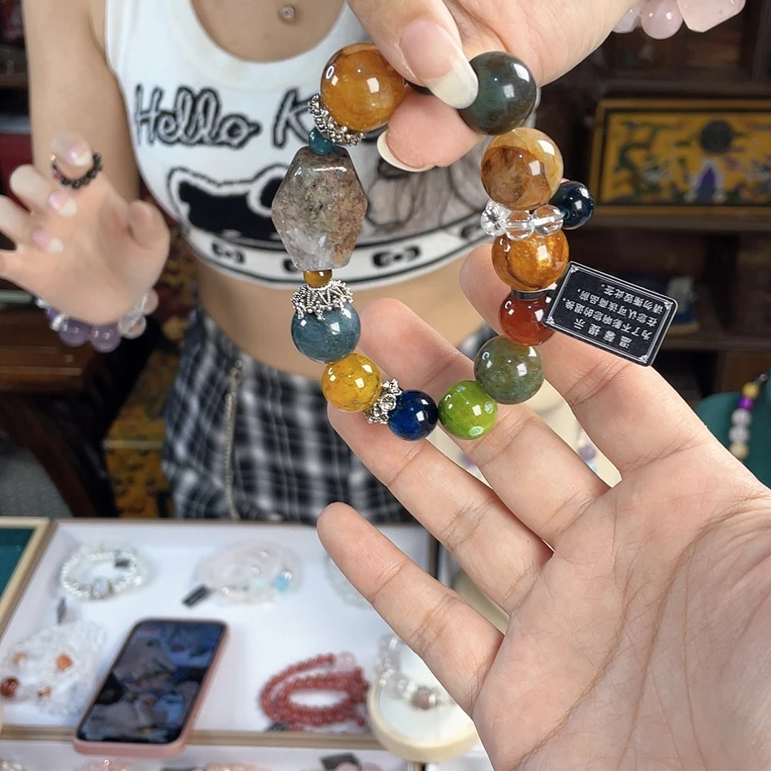 水晶手链银S925镀金镶嵌