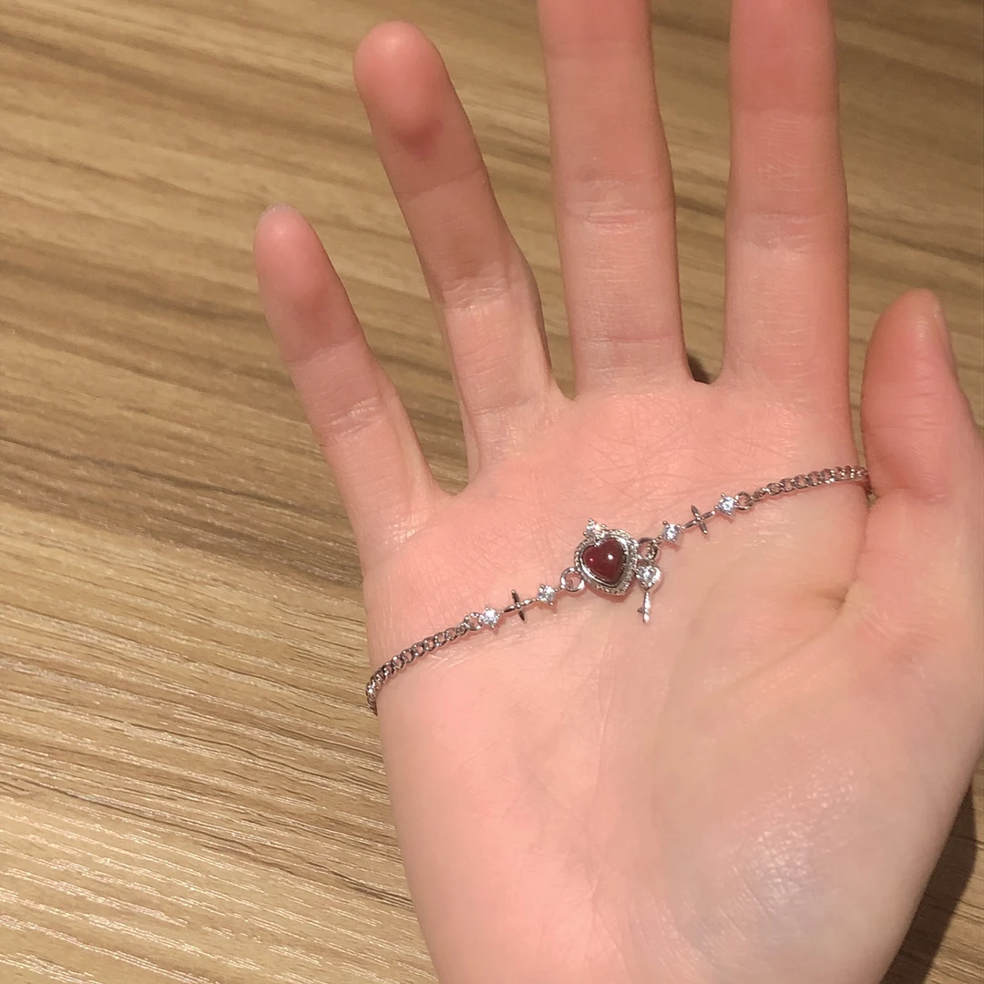 SG1764-［红色爱心钥匙锁］合金可调节手链均有瑕多样发