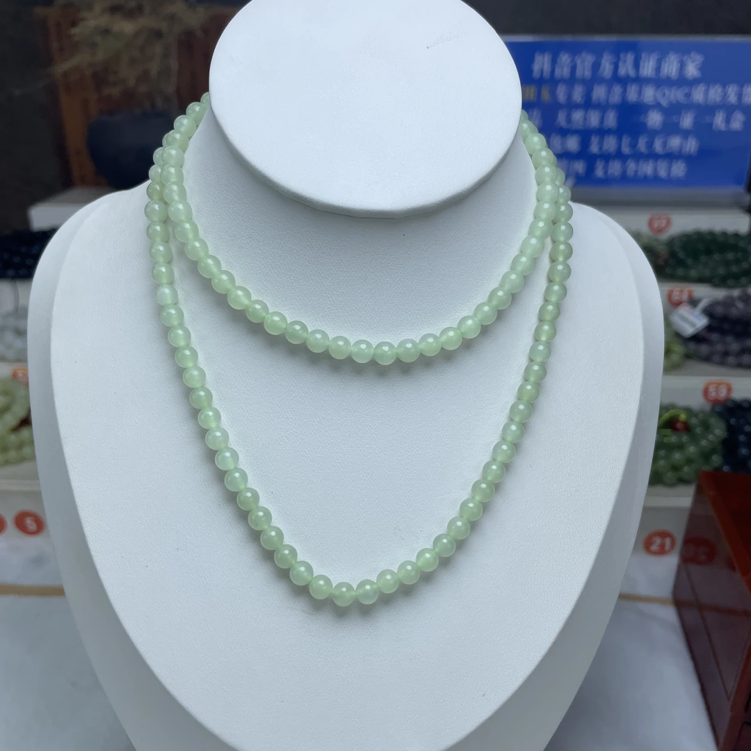 和田玉纯天然精品晴水5mm圆珠挂链女士项链时尚百搭5-1多样性发一