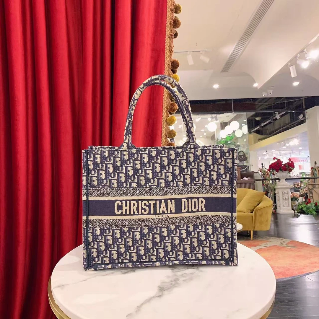 95新 DIOR/迪奥 GGS迪奥托特tote中号蓝色老花帆布/78494937