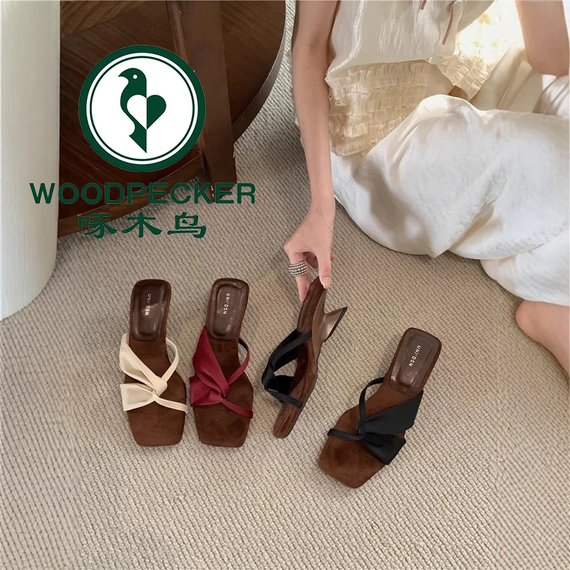 啄木鸟坡跟小众拖鞋女夏外穿2025年新款配裙子法式仙女风凉拖鞋女