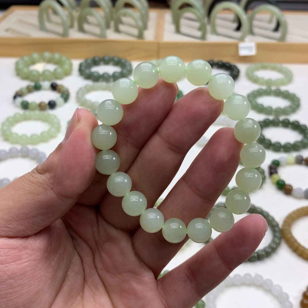 和田玉手串（冰晴水10）未镶嵌