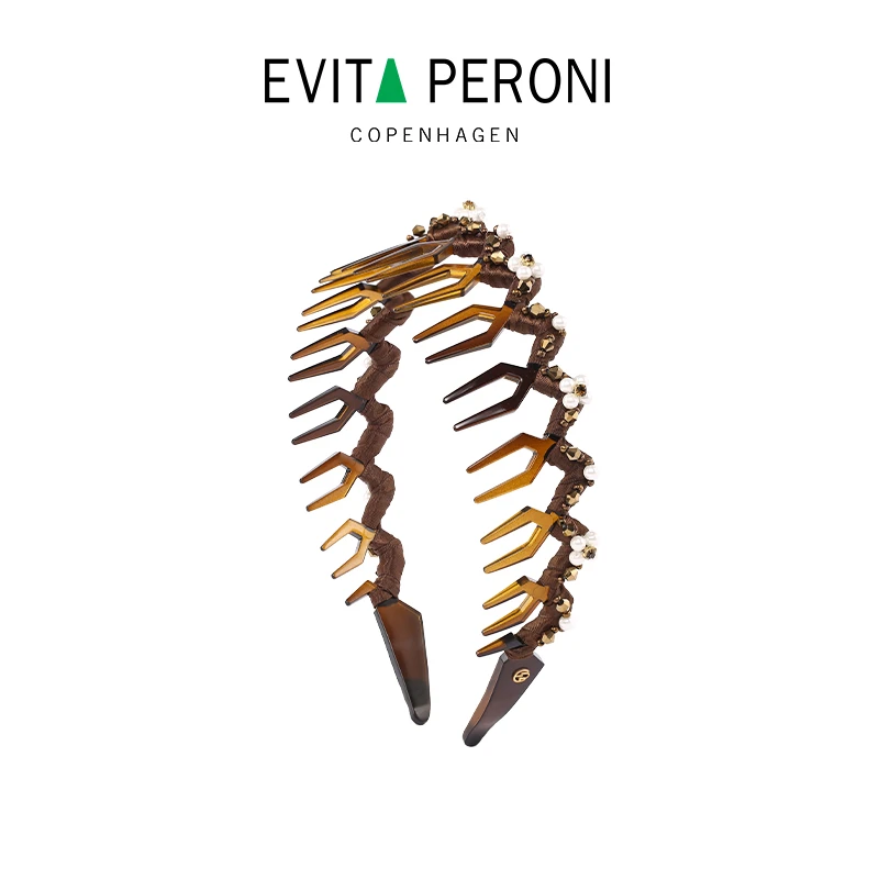 Evita Peroni/依慧达高级感发饰百搭时尚气质珠绣皇冠发箍头饰DB