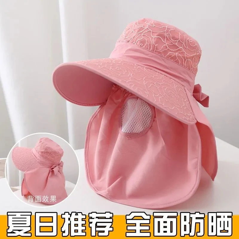 户外遮阳帽秋夏天透气春夏防晒帽太阳帽遮脸防晒防紫外线帽子一体