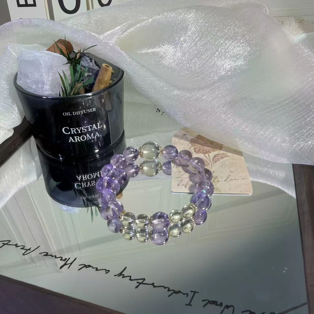 紫水晶单圈与多晶组合设计款天然水晶手串