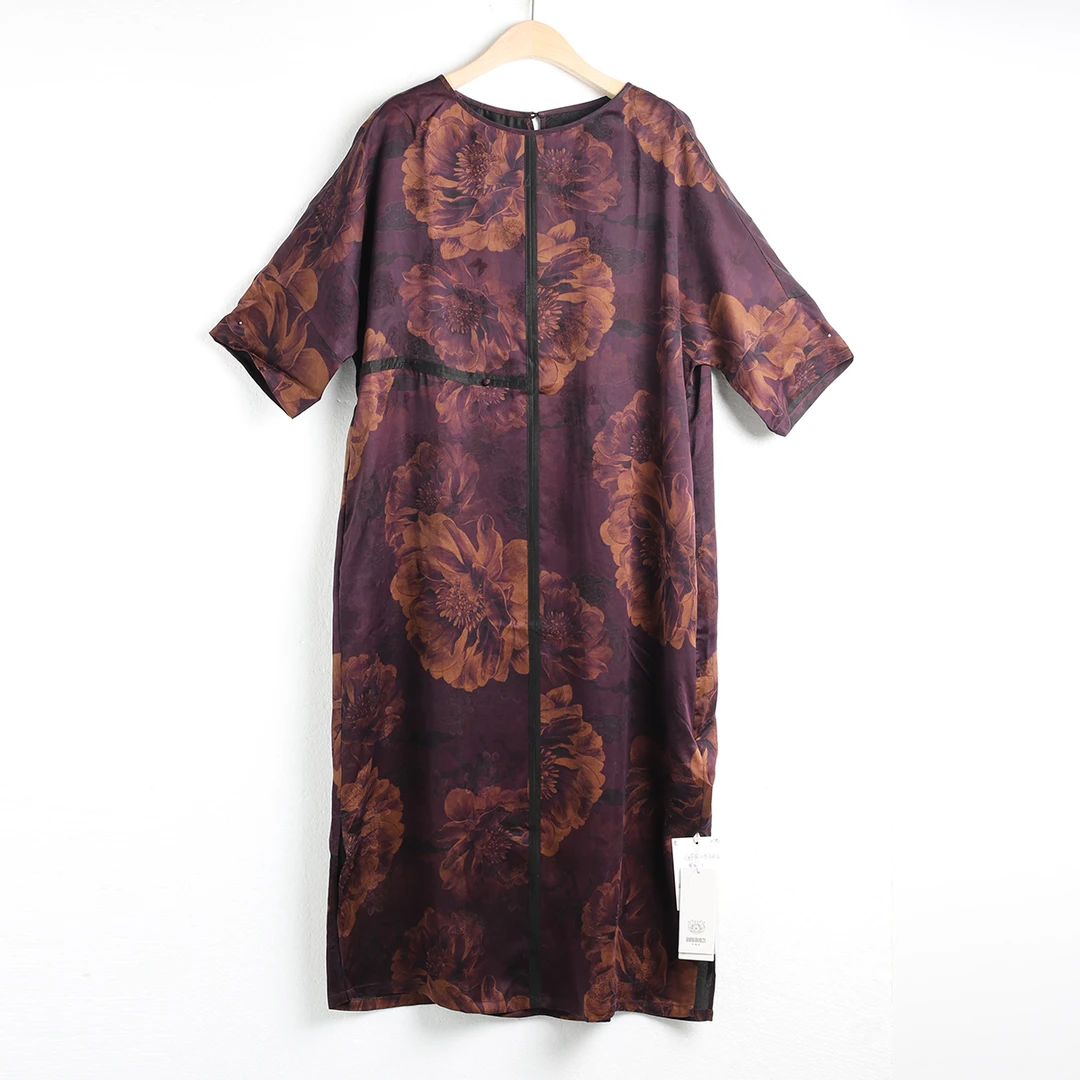 新款夏季时尚气质香云纱连衣裙 GFR-B2312