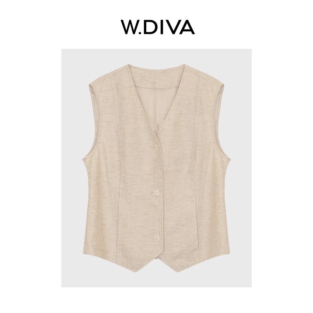 W.Diva【海棠】夏季新款天丝棉麻老钱极简高级质感马甲52C232518