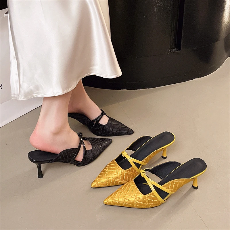 鞋匠哥手工真皮凉拖鞋2025夏季新款小香风半拖鞋外穿高跟鞋内羊皮