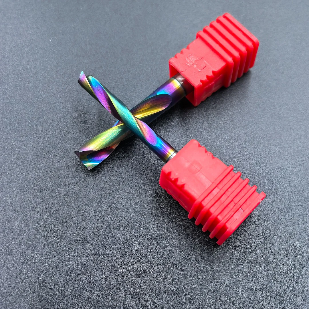 55度七彩沉孔平底钻整体硬质合金内冷加工中心出水外冷铜铝平头钻