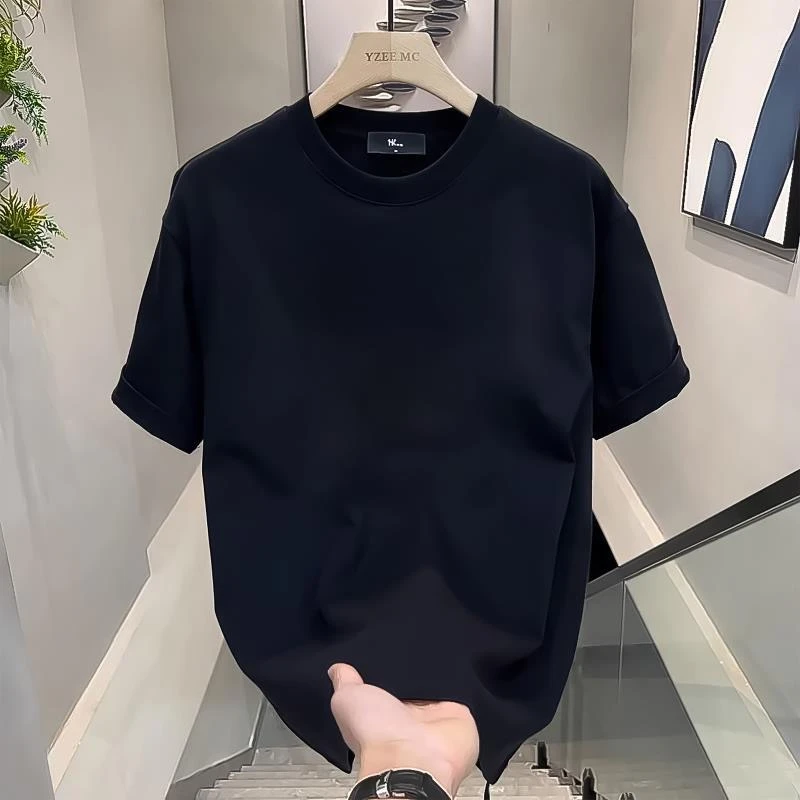 2024新款中国风醒狮夏季纯黑白色T恤男短袖夏港风棉国潮半袖衣服