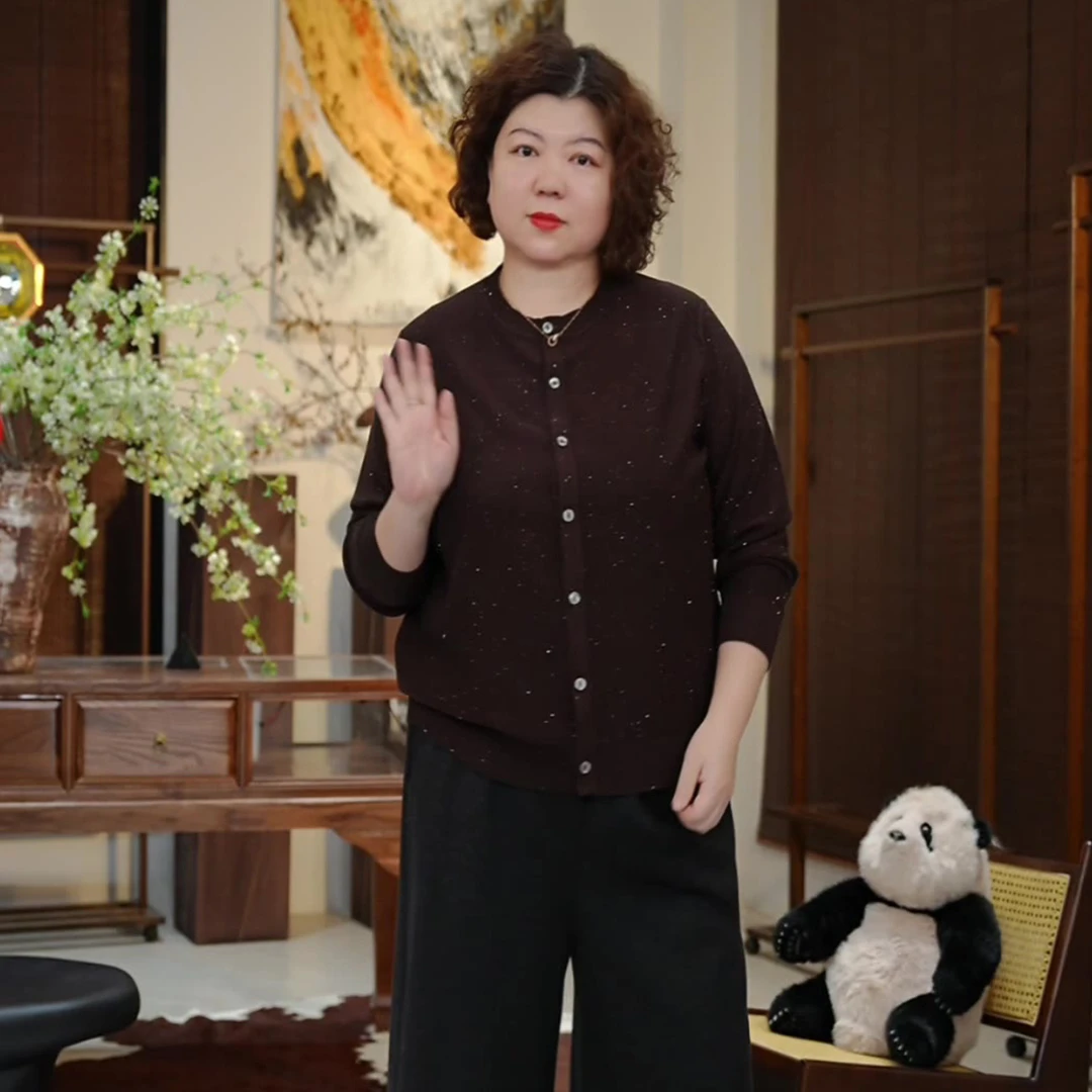 金雀绫【梦幻星空】时尚轻奢百搭针织加宽加大针织衫SZAK3THL104