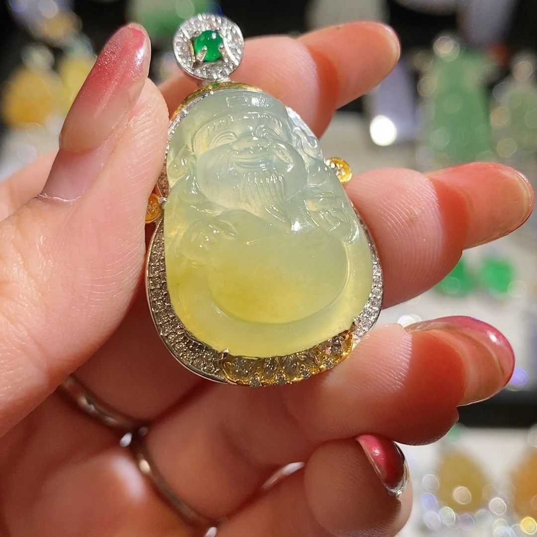 翡翠银S925镶嵌颈饰浅*天然翡翠