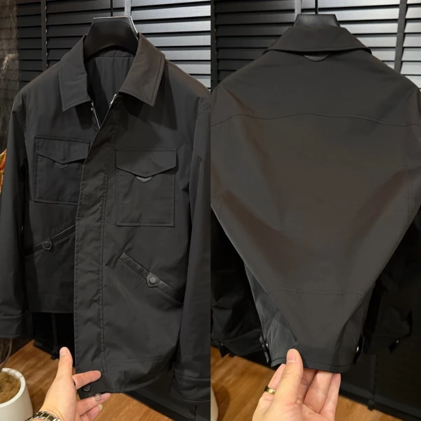 61069欧货男士翻领配皮绵羊皮棉服穿搭青春潮流时尚穿搭