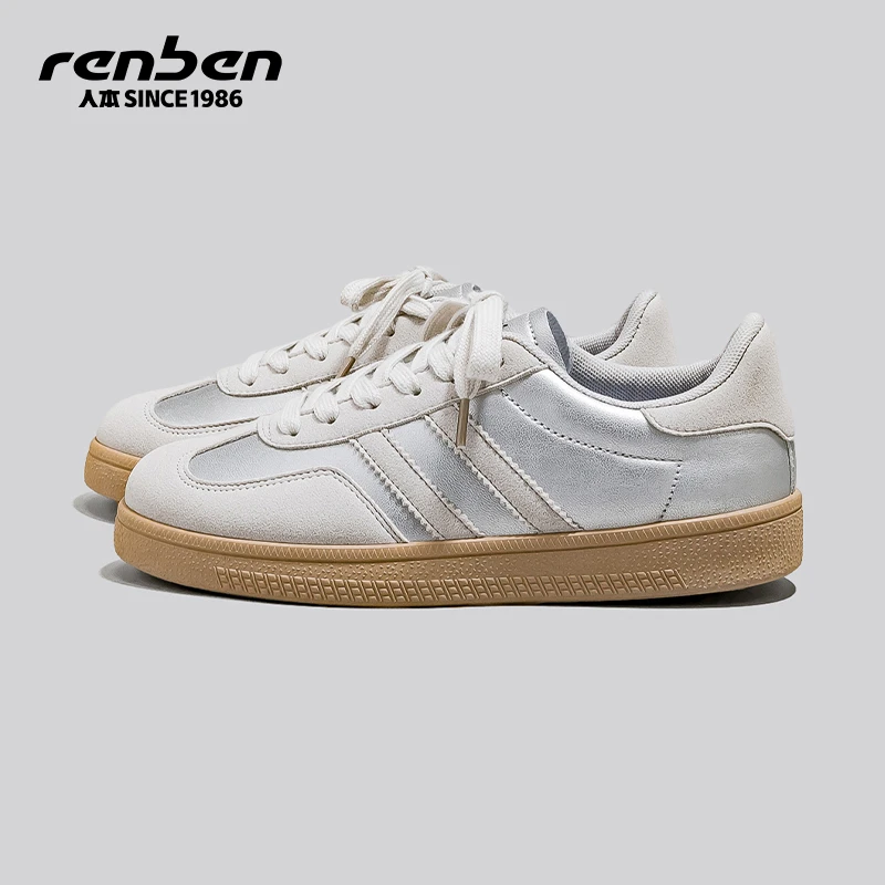 人本2025低帮青年胶粘德训鞋休闲板鞋ins风鞋子运动鞋小众女鞋潮