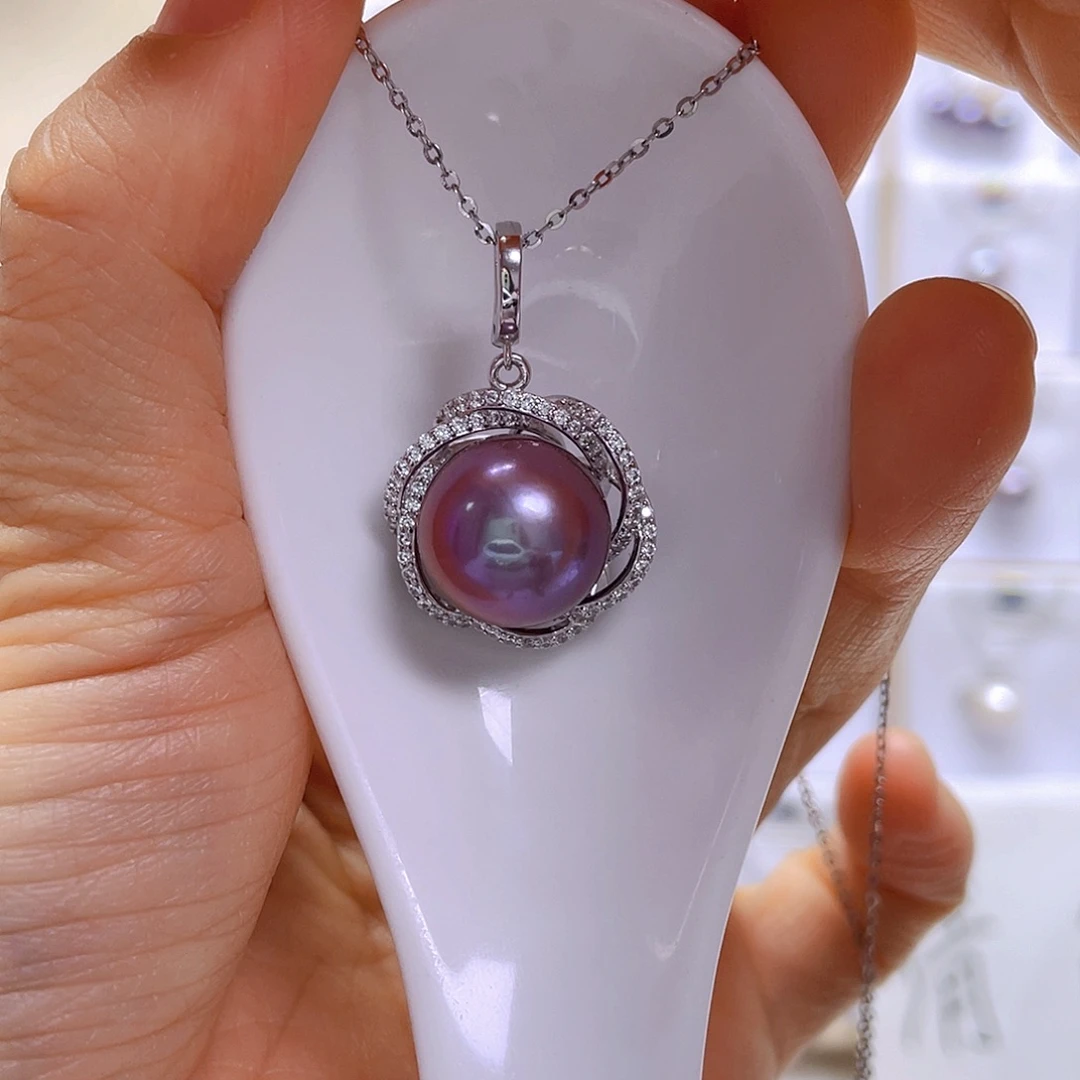 糖***芯淡水珍珠吊坠(赠链)银S925镶嵌